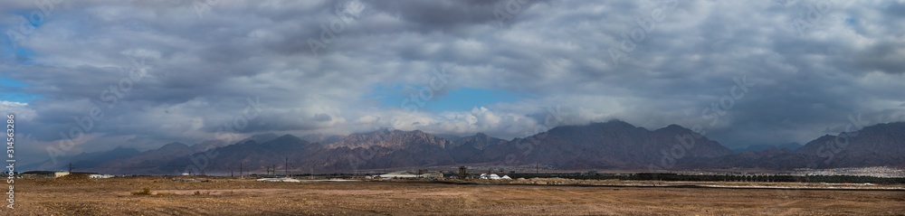 Eilat israel high quallity panorama landscape of mountains 