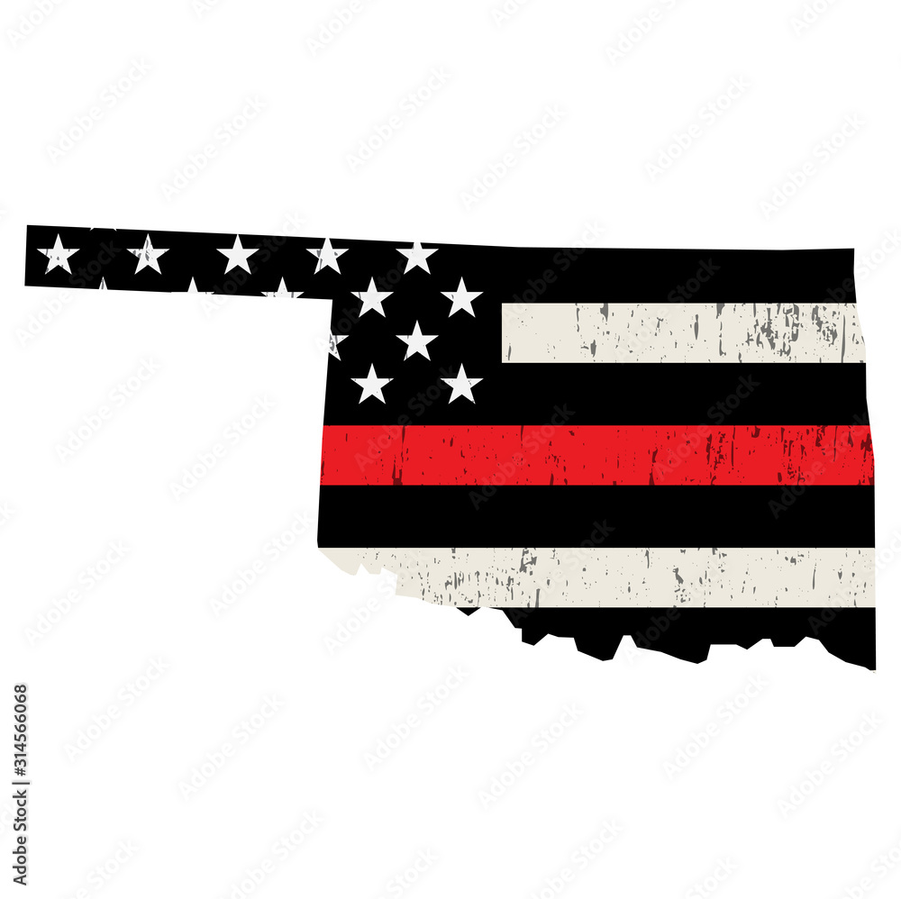 State of Oklahoma Firefighter Support Flag Illustration State of Oklahoma Firefighter Support Flag Illustration