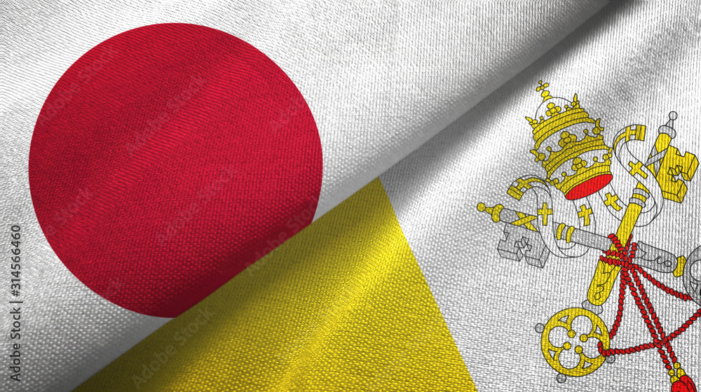 Japan and Vatican two flags textile cloth, fabric texture Japan and Vatican two flags textile cloth, fabric texture