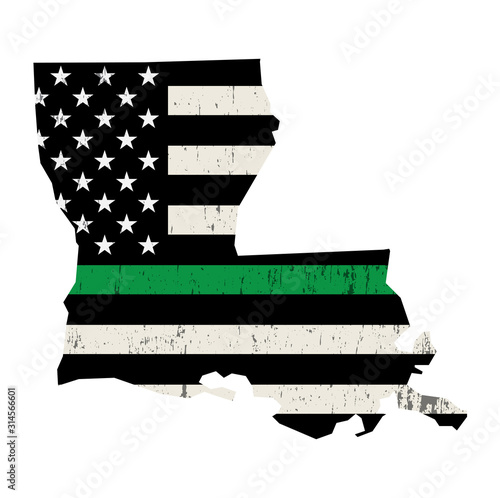 State of Louisiana Military Support American Flag Illustration