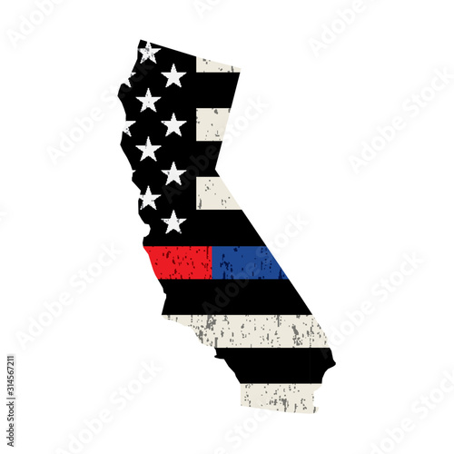 State of California Police and Firefighter Support Flag Illustration