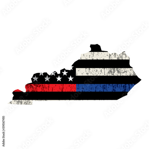 State of Kentucky Police and Firefighter Support Flag Illustration