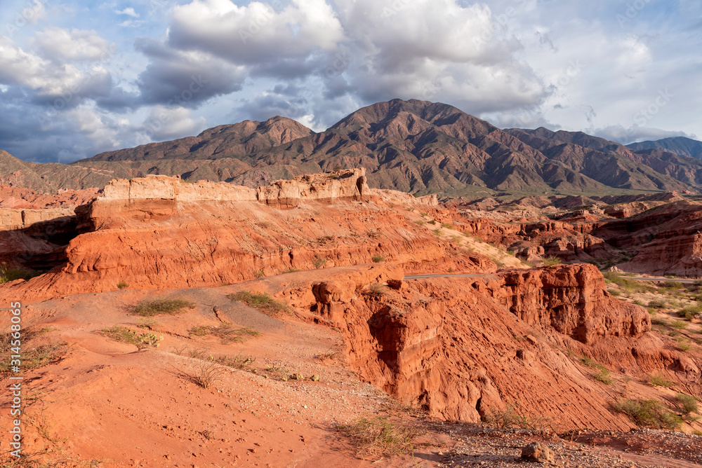 Landscape of red earth formations in Quebrada de las Conchas, Salta, northern of Argentina