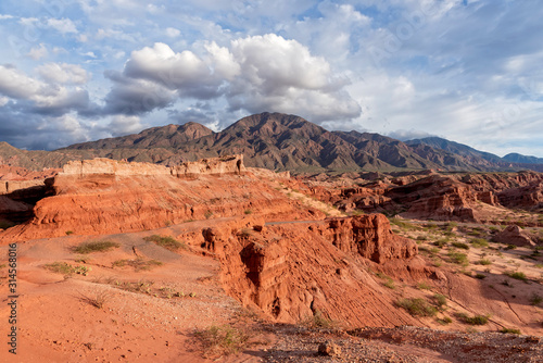 Landscape of red earth formations in Quebrada de las Conchas, Salta, northern of Argentina