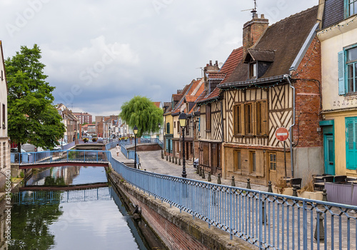 Amiens, France. Canal of the Somme River in the urban area of Saint-Leu photo
