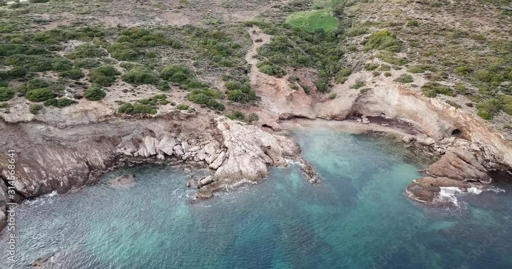 Aerial drone top view of clear blue sea beach. Оvercast weather. Aerial drone top view of clear blue sea beach. Оvercast weather.