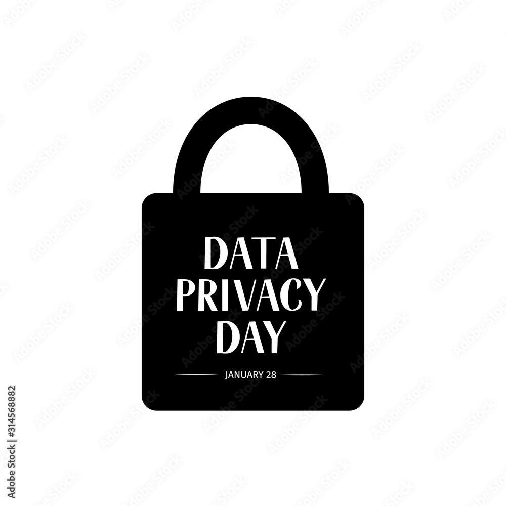 Data Privacy Day vector illustration with lettering and closed lock. Easy to edit template for typography poster, banner, postcard, flyer, sticker, brochure, booklet, etc. Data Privacy Day vector illustration with lettering and closed lock. Easy to edit template for typography poster, banner, postcard, flyer, sticker, brochure, booklet, etc.