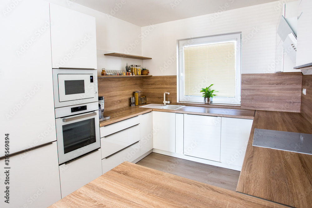 Modern kitchen white colour and wood Modern kitchen white colour and wood