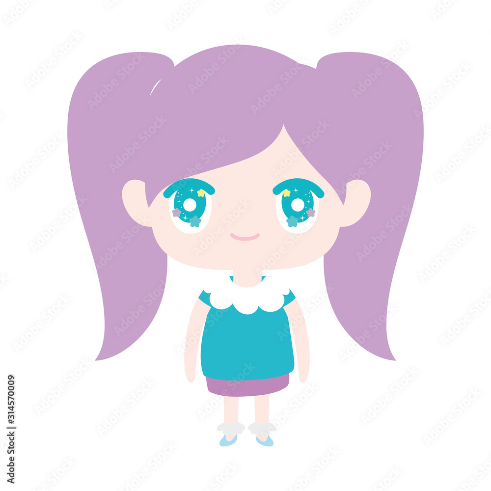 kids, cute little girl anime cartoon character