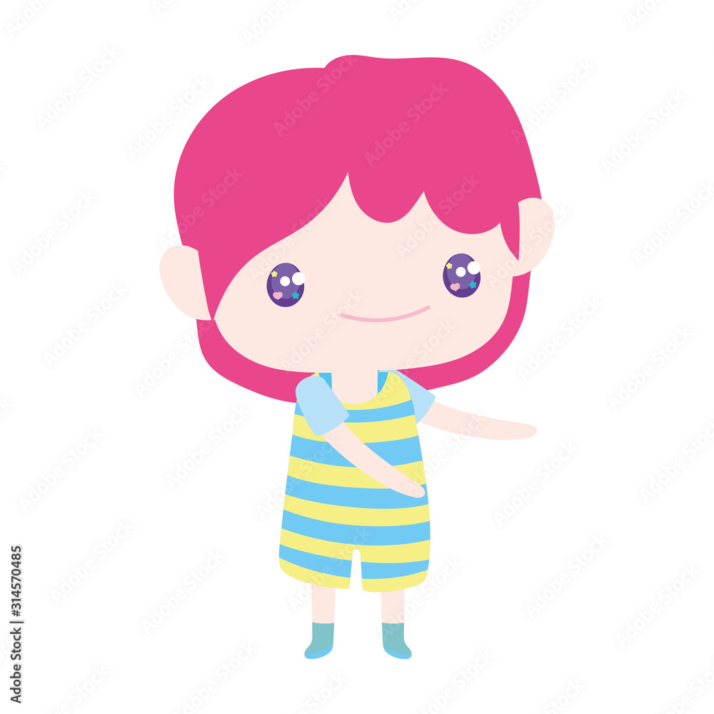 cute little boy happy cartoon character kids