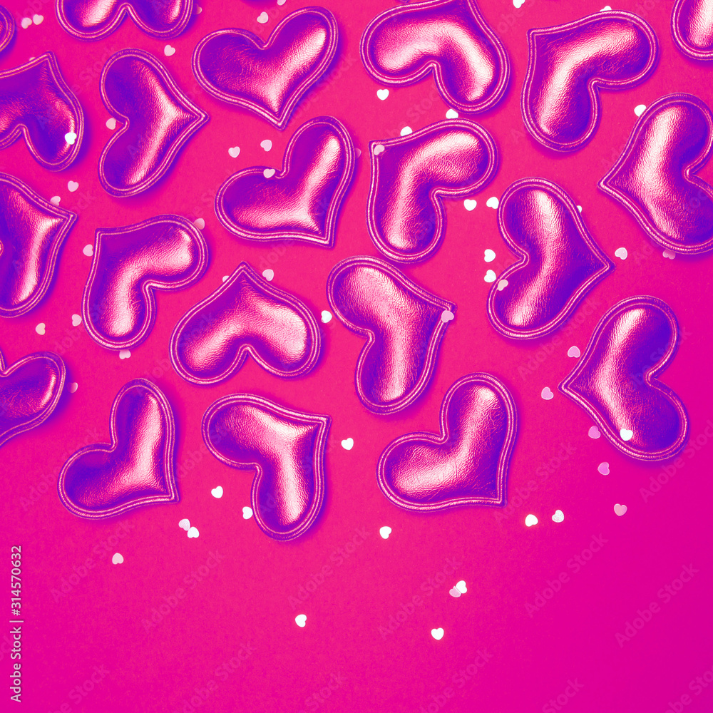 Hearts on trendy neon background with electric light. Saint valentines day romantic square template for social media post, greetind card. 14 february love design concept. Hearts on trendy neon background with electric light. Saint valentines day romantic square template for social media post, greetind card. 14 february love design concept.