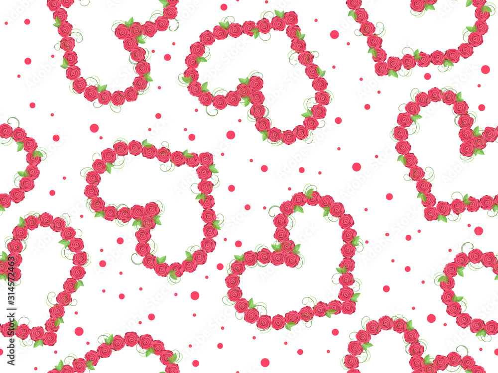 Seamless pattern of red hearts consisting of roses. Seamless pattern of red hearts consisting of roses.