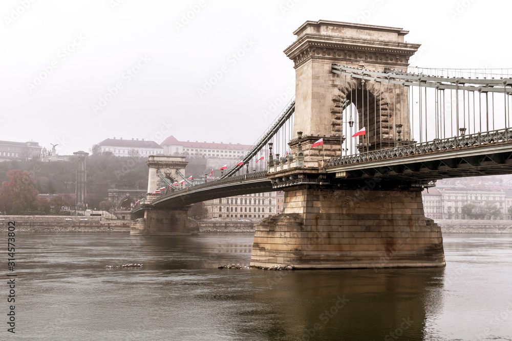 Obraz premium Beautiful view of the Chain Bridge over the Danube river in Budapest
