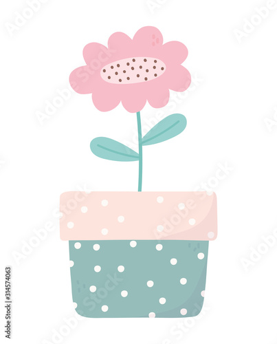 flower in pot with dots decoration ornament