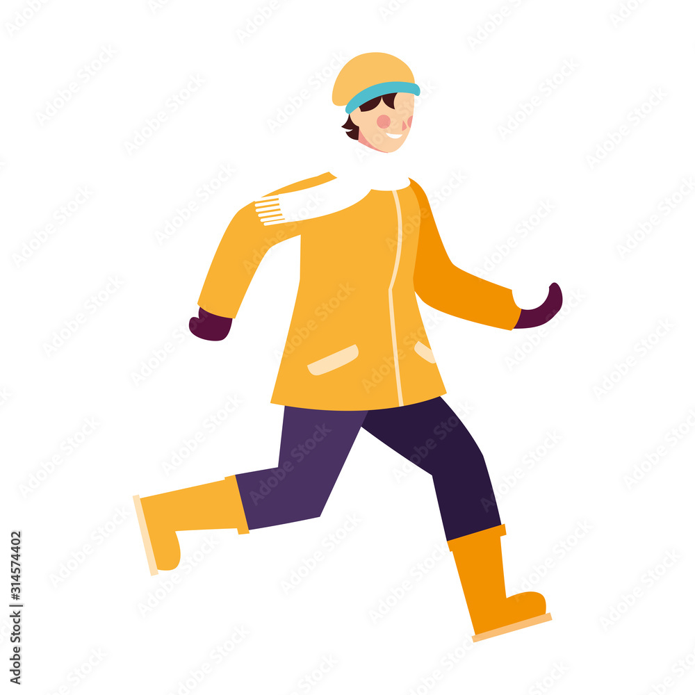 man standing with winter clothes on white background man standing with winter clothes on white background