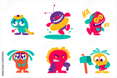 Hand drawn funny sticker collection.Vector