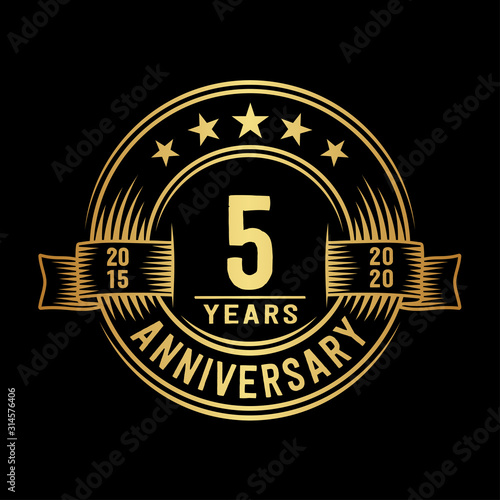 5 years anniversary celebration logotype. Vector and illustration.