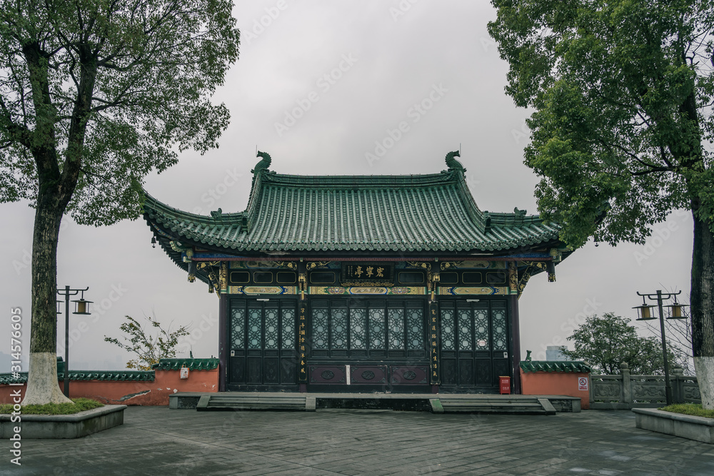 Traditional ancient green tile temple house in Hong'en Temple in Chongqing, China Traditional ancient green tile temple house in Hong'en Temple in Chongqing, China