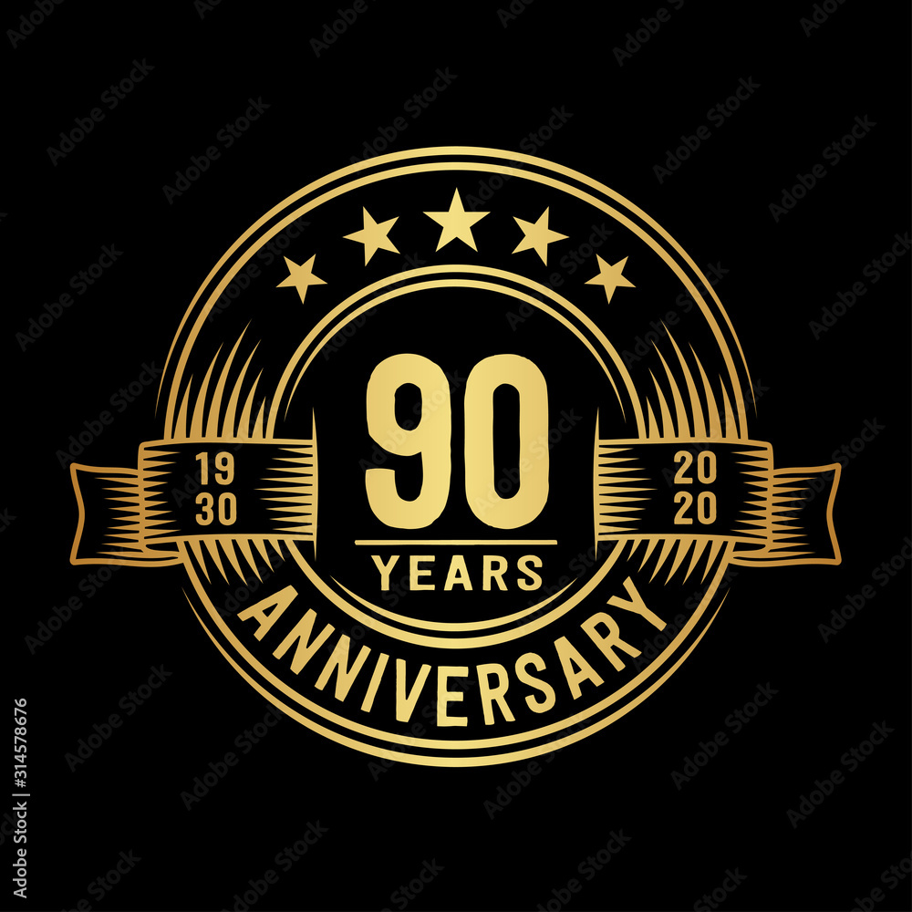 90 years anniversary celebration logotype. Vector and illustration.