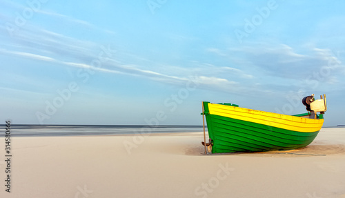 Fishing boat on Polish beach - Dabki, Pomerania, Poland