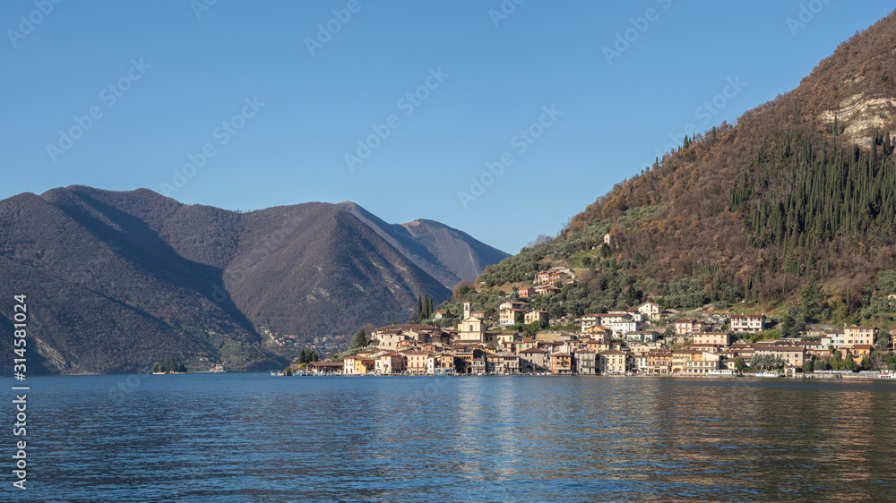 Lake Iseo landscape in Italy