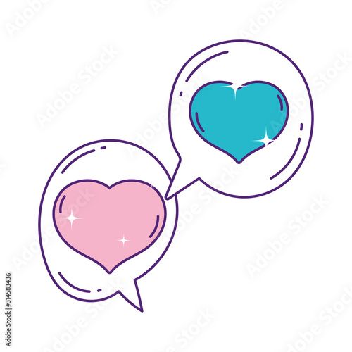 hearts love romantic speech bubbles design