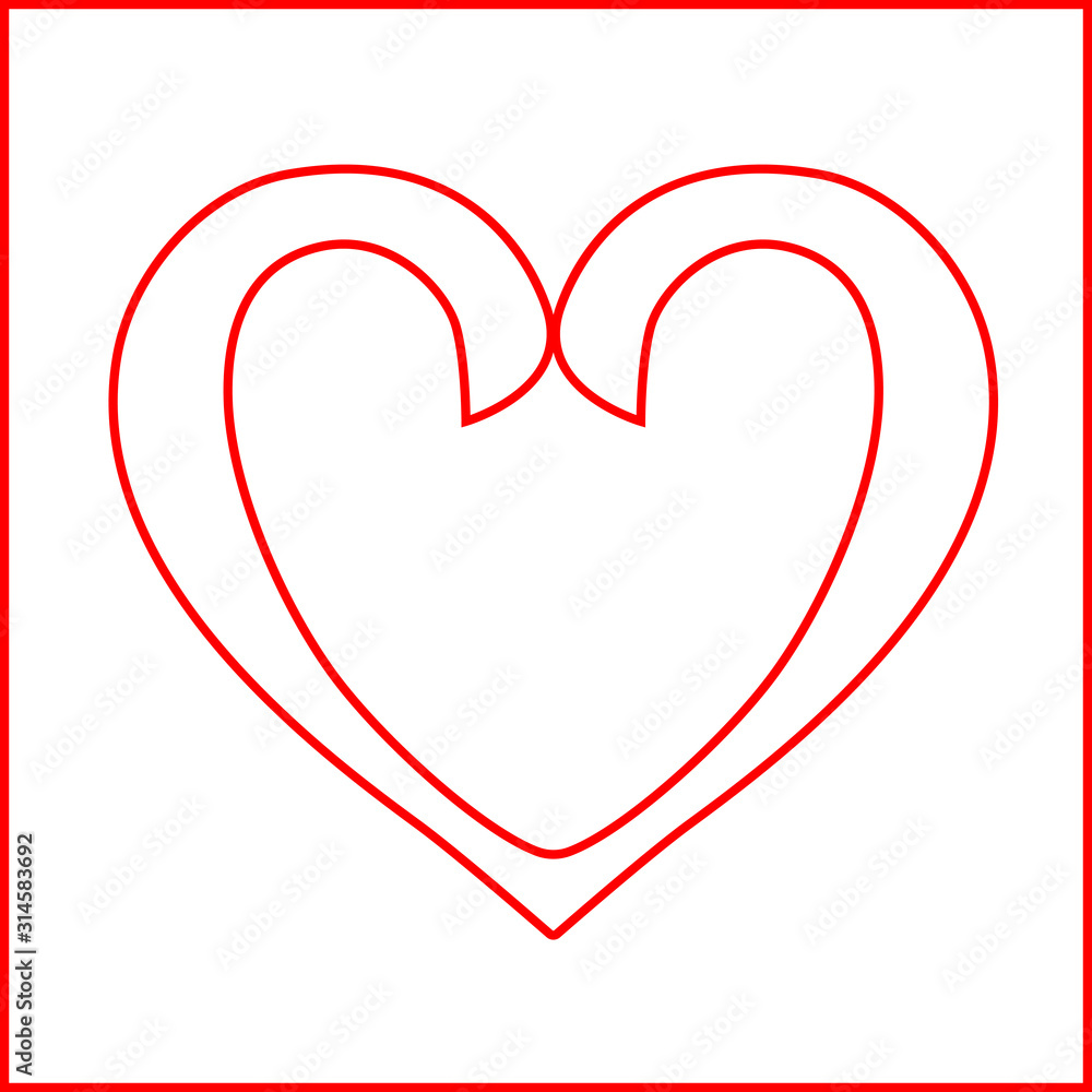 Red heart hollow outline. Drawn love icon isolated on white background. Hand drawn for love logo, romance icon, passion symbol and Valentine's day. High detailed quality. EPS10 vector. Red heart hollow outline. Drawn love icon isolated on white background. Hand drawn for love logo, romance icon, passion symbol and Valentine's day. High detailed quality. EPS10 vector.