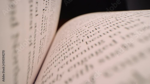 Slow moving macro shot down the inside of a book as it slowly closes RED 8K