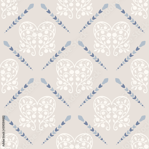 French shabby chic azulejos tile vector texture background. Trellis grid yellow blue on off white seamless pattern. Hand drawn diamond mosaic interior home decor swatch. Classic style allover print