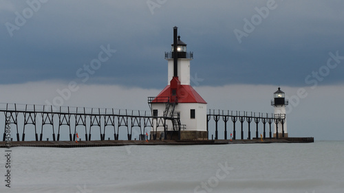 Sunrise photo of the St Joseph Michigan North Pier Lighthouse and Lake Michigan photo