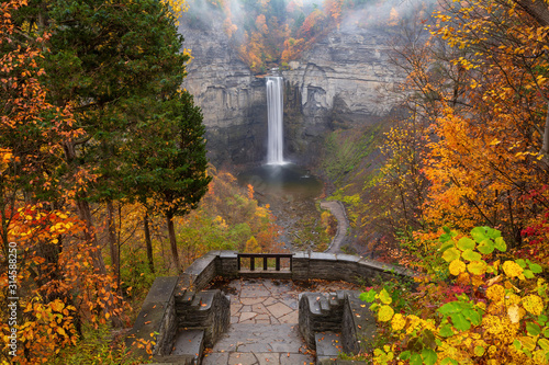 Over the overlook at Taughannock Falls Fingerlakes New York