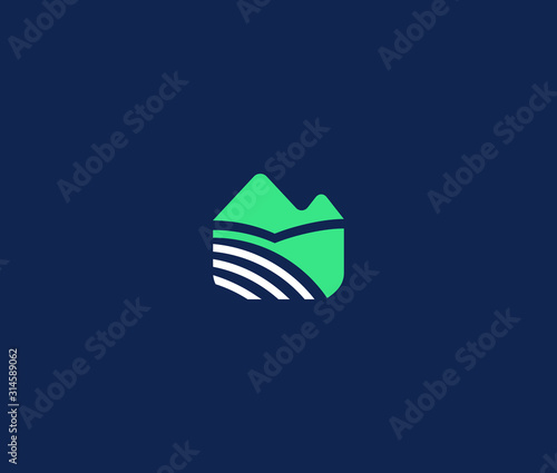 Mountain and Farm Logo icon Design Element