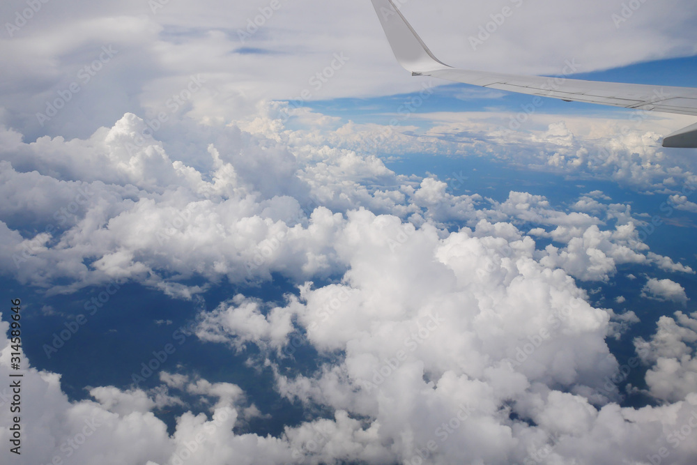 Fototapeta premium Sky view from aircraft passenger window