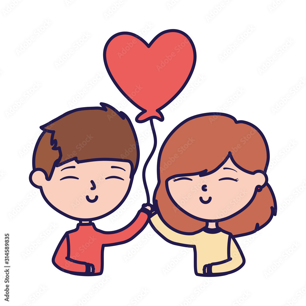 happy valentines day cute young couple with balloon heart card happy valentines day cute young couple with balloon heart card