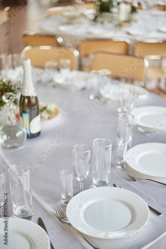 Table set for an event party or wedding reception. © Dima Anikin