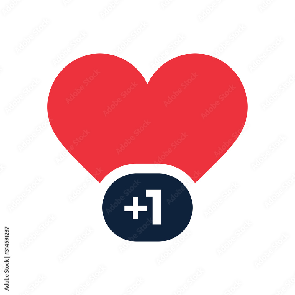 Valentine red heart Like counter, comment follower and notification symbol, UI vector illustration isolated on white background. Valentine red heart Like counter, comment follower and notification symbol, UI vector illustration isolated on white background.