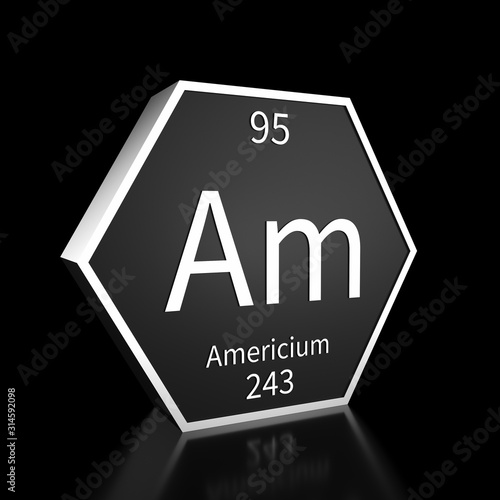 Slika na platnu Periodic Table Element Americium Rendered Metal on Black on Black
