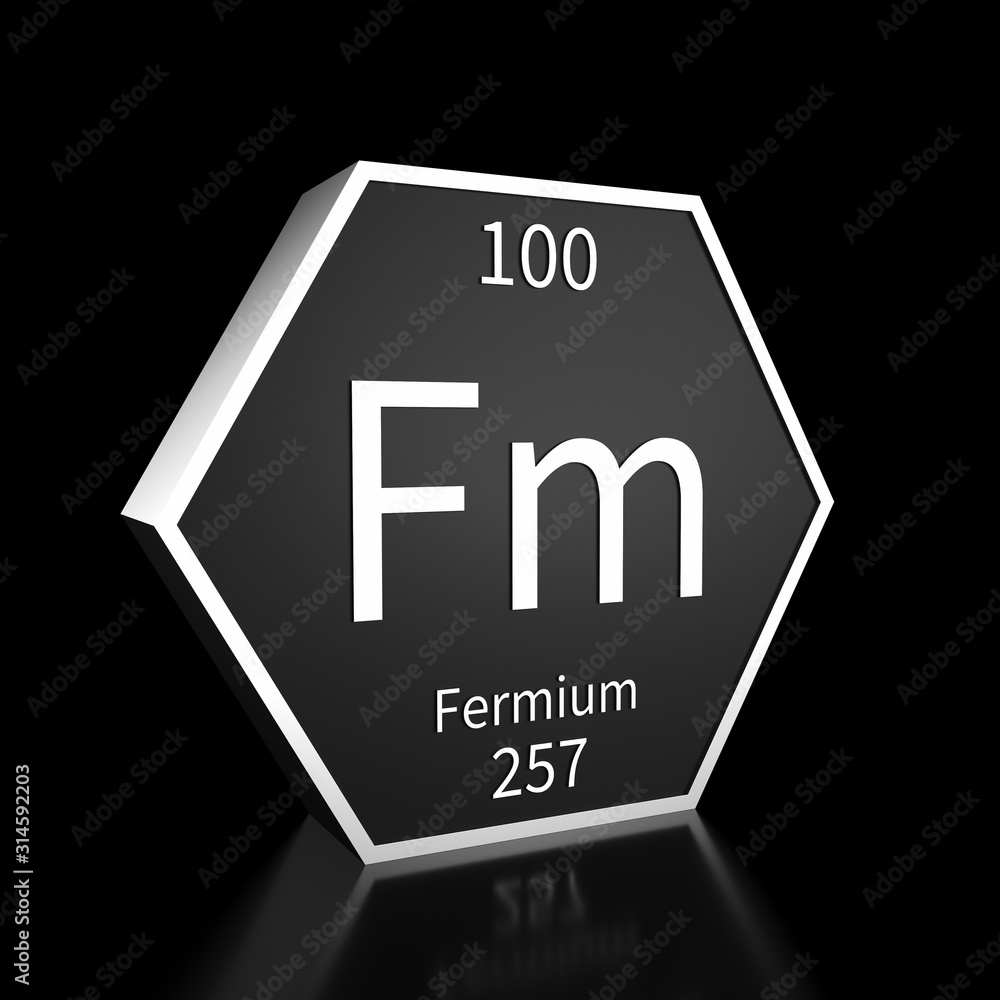 Periodic Table Element Fermium Rendered Metal on Black on Black Periodic Table Element Fermium Rendered Metal on Black on Black