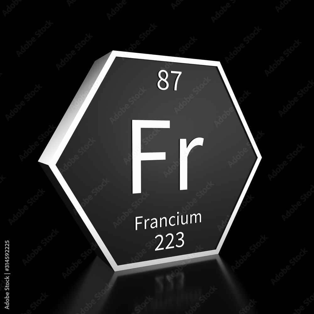 Periodic Table Element Francium Rendered Metal on Black on Black Periodic Table Element Francium Rendered Metal on Black on Black