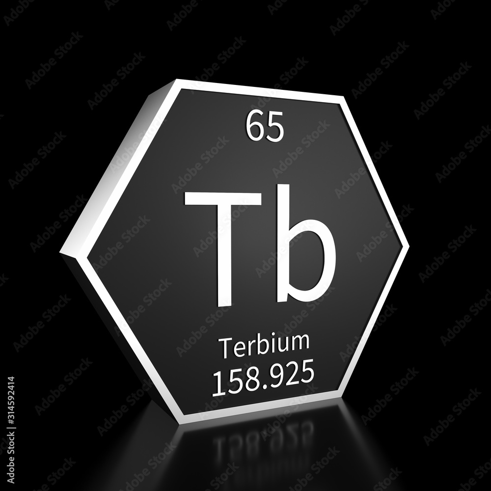 Periodic Table Element Terbium Rendered Metal on Black on Black Periodic Table Element Terbium Rendered Metal on Black on Black