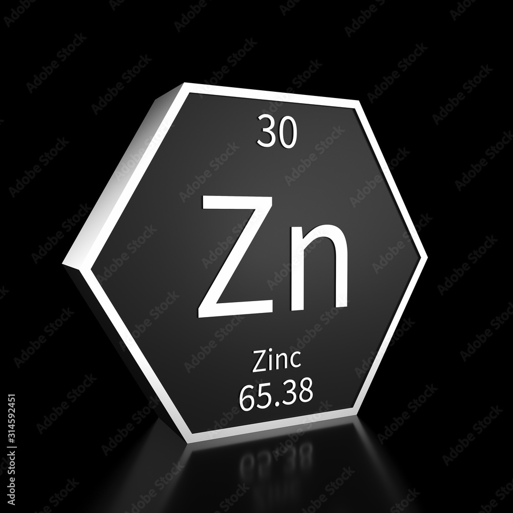 Periodic Table Element Zinc Rendered Metal on Black on Black Periodic Table Element Zinc Rendered Metal on Black on Black