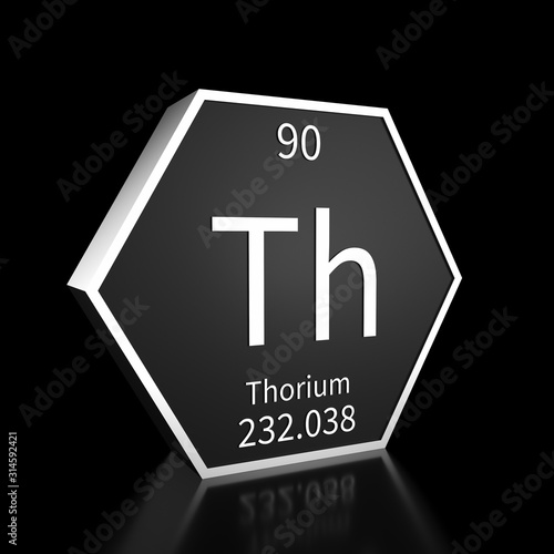 Periodic Table Element Thorium Rendered Metal on Black on Black