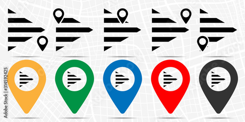 Right arrow icon in location set. Simple glyph, flat illustration element of arrow theme icons
