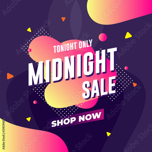 Midnight Sale Template Design for Advertising text, banner and social media post. Ready to use and easy to customize. Vector Illustration
