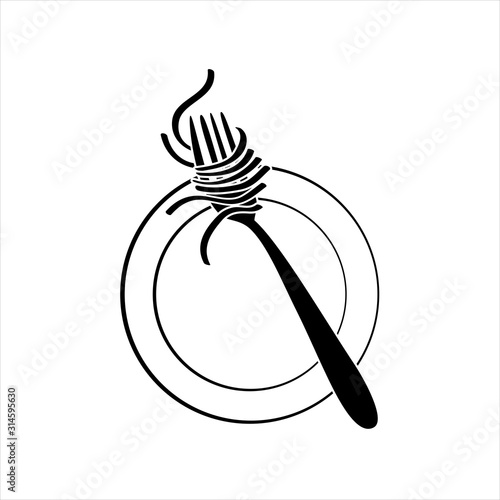 Spoon and Fork logo vector illustration for cafe or restaurant and cooking business