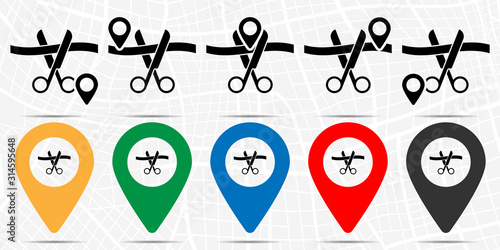 Ceremony, cutting icon in location set. Simple glyph, flat illustration element of business theme icons