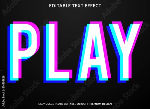 play text effect template with glitch type style and bold text concept use for brand label and logotype 