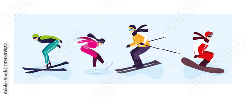 set of people practicing extreme winter sport