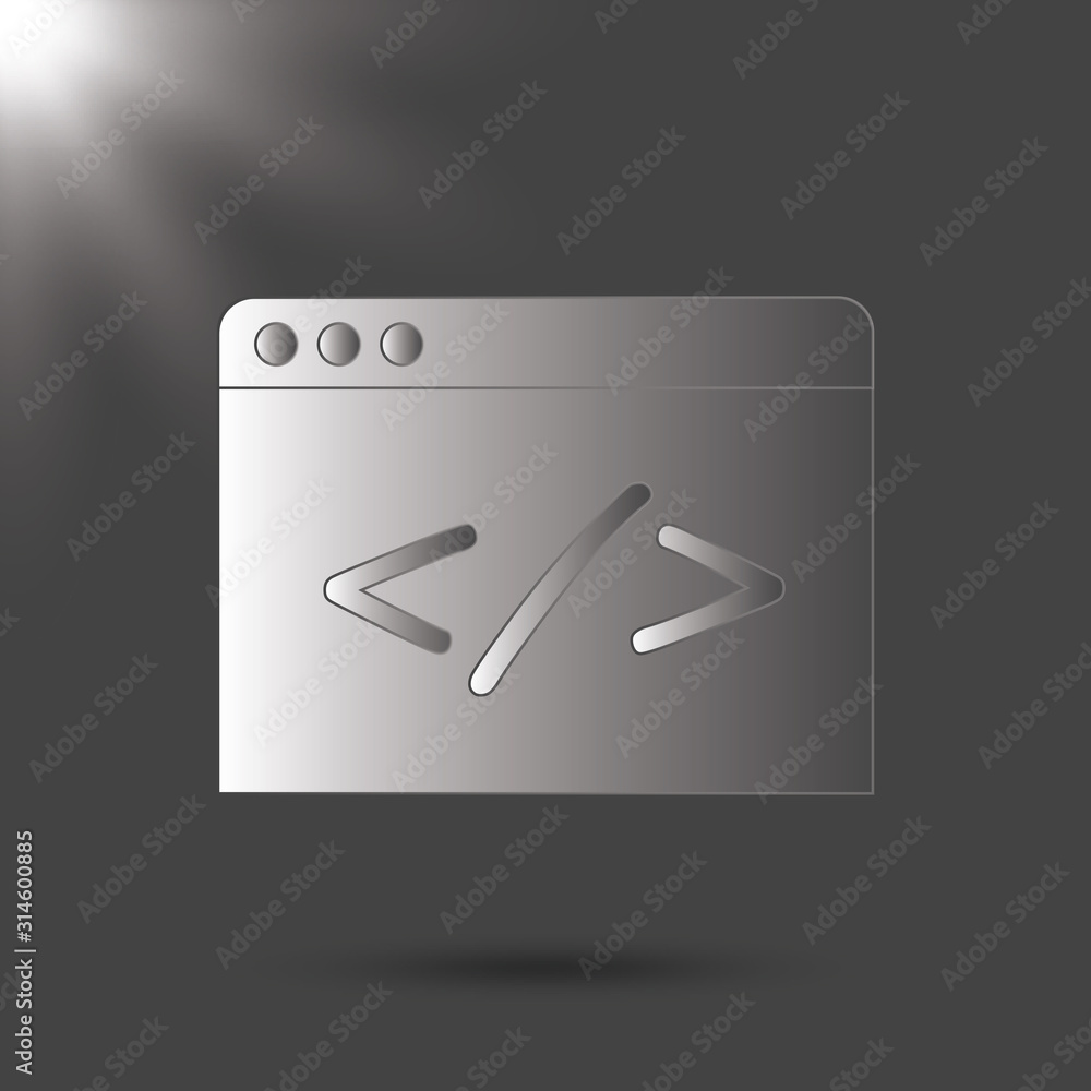 Custom coding symbol on gray background,clean vector. Black and white icon Custom coding symbol on gray background,clean vector. Black and white icon