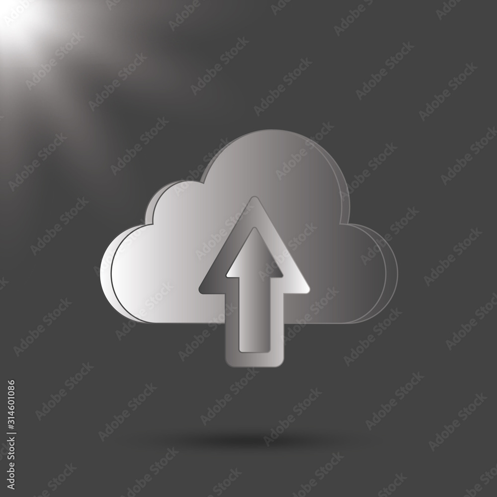 Upload on cloud vector icon with flat style. Black and white icon Upload on cloud vector icon with flat style. Black and white icon
